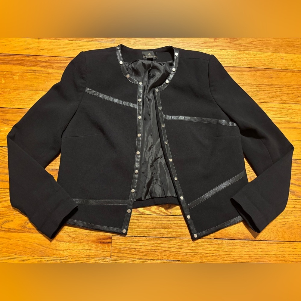 Worthington Black Cropped Collarless Jacket